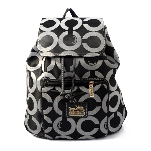 Coach Classic In Signature Medium Black Backpacks EJA - Click Image to Close